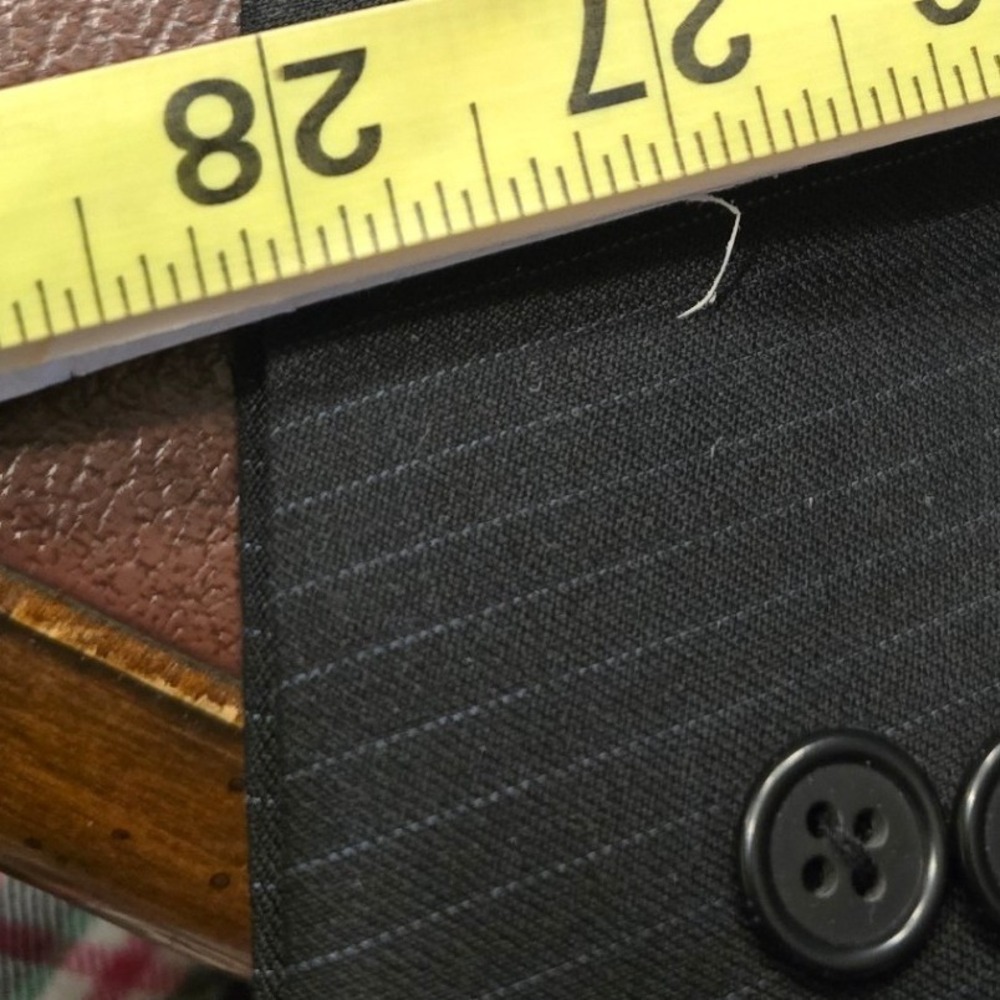 Concepts by Claiborne Mens 50R Wool Pinstripe Suit Black Blue Two Piece 50 R - Picture 6 of 12
